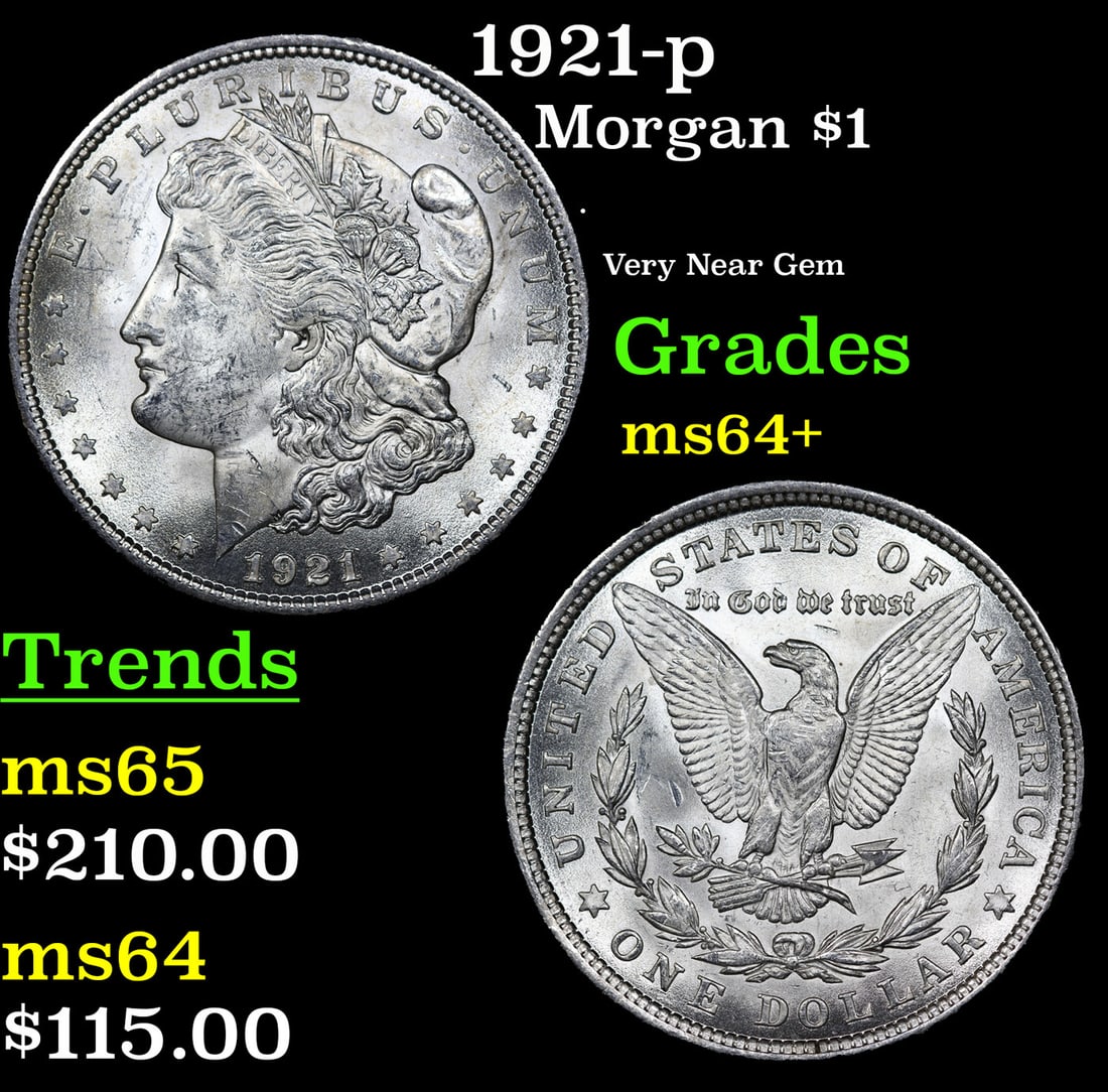 1921-p Morgan Dollar 1 Grades Choice+ Unc (1 of 3)