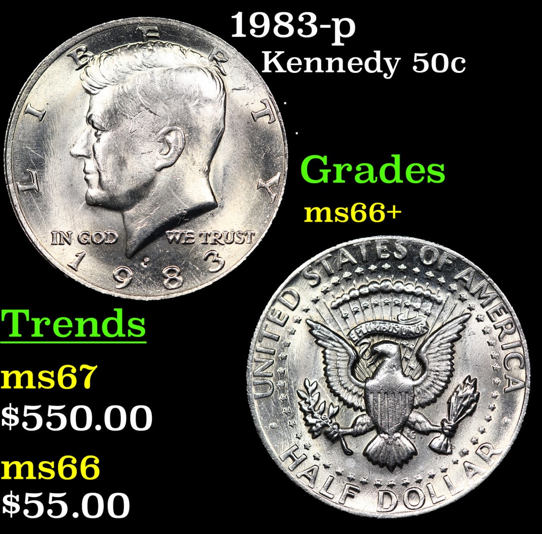 1983-p Kennedy Half Dollar 50c Grades GEM++ Unc (1 of 3)