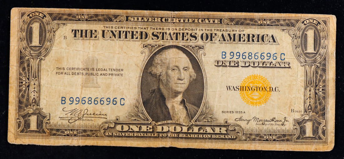 1935A $1 Blue Seal Silver Certificate Grades vf+ Emergency: 1935A $1 Blue Seal Silver Certificate Grades vf+ Emergency. 1935a $1 Silver Certificate North Africa, Signatures of Julian & Morgenthau. It was the darkest days of World War II, just after Pearl Harbo
