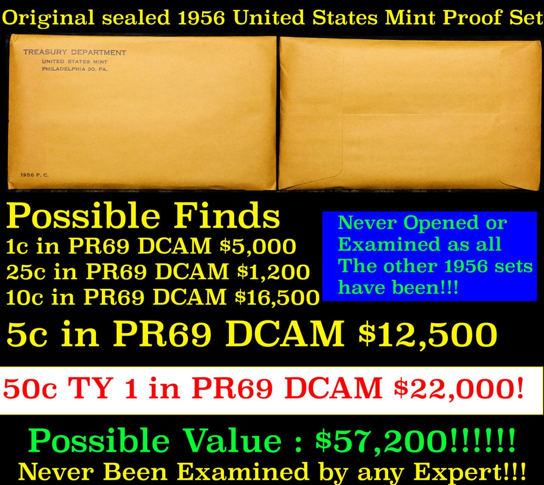 RARE Original sealed 1956 United States Mint Proof Set WOW! (1 of 3)