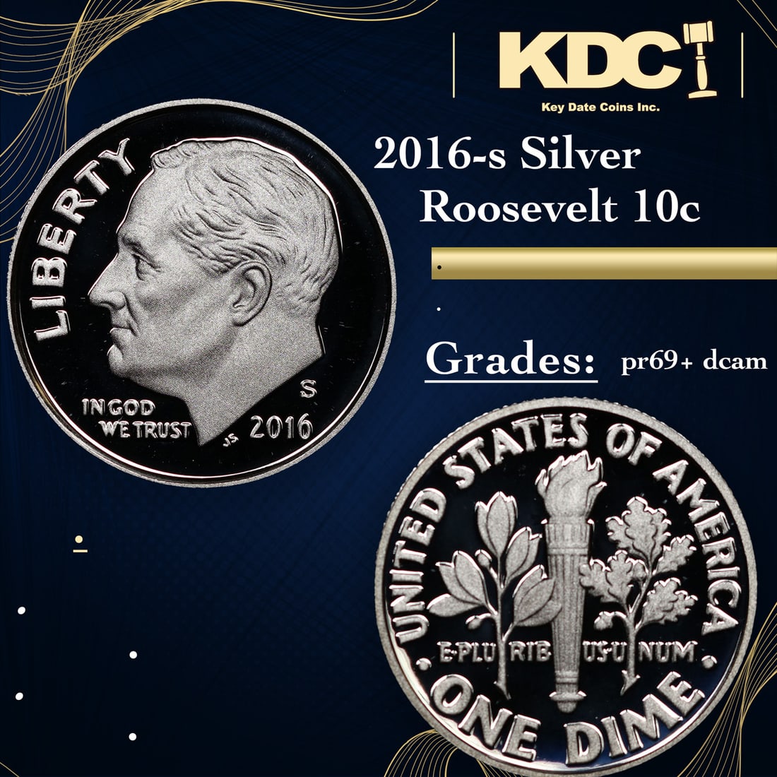 Proof 2016-s Silver Roosevelt Dime 10c Grades GEM++ Proof Deep Cameo (1 of 3)