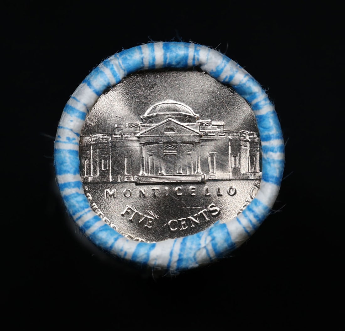 BU Shotgun Jefferson 5c roll, Unknown Date 40 pcs Dunbar $2 Nickel Wrapper: BU Shotgun Jefferson 5c roll, Unknown Date 40 pcs Dunbar $2 Nickel Wrapper.
