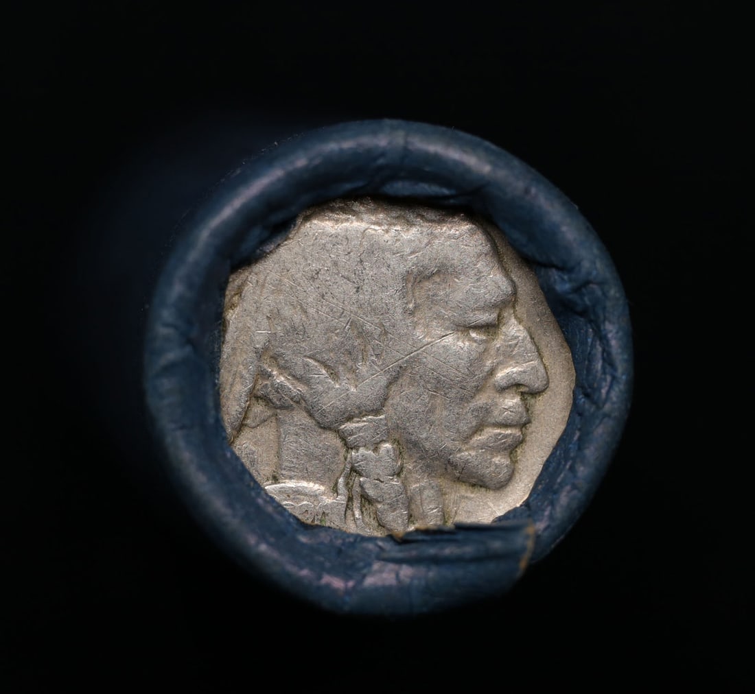 Buffalo Nickel Shotgun Roll in Old Bank Style 'Bell Telephone' Wrapper 1920 & s Mint Ends: Buffalo Nickel Shotgun Roll in Old Bank Style 'Bell Telephone' Wrapper 1920 & s Mint Ends. The roll is held in an old, rare "Bell Telephone Co." Bank style wrapper. This is the Bell Telephone logo fro