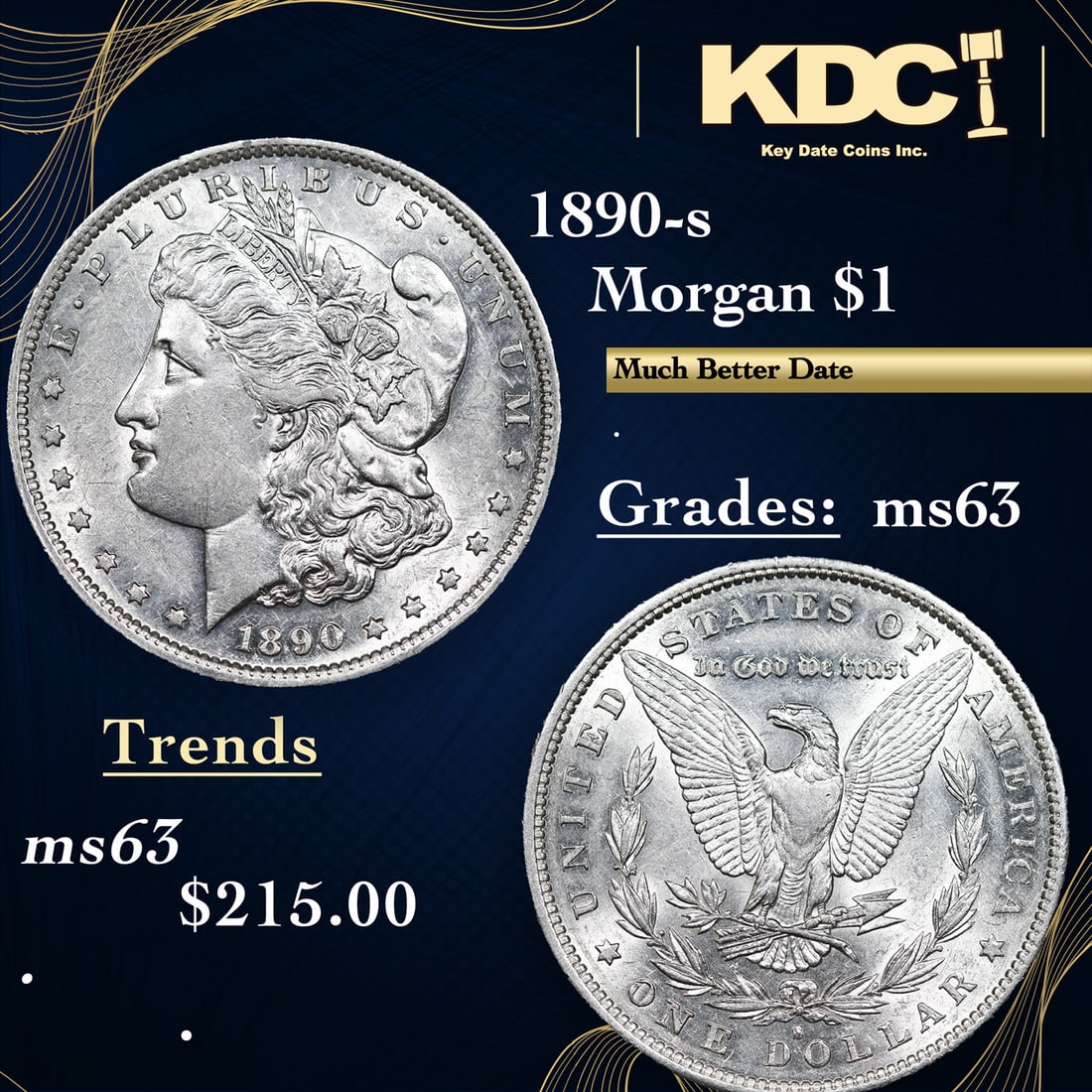 1890-s Morgan Dollar $1 Grades Select Unc (1 of 3)