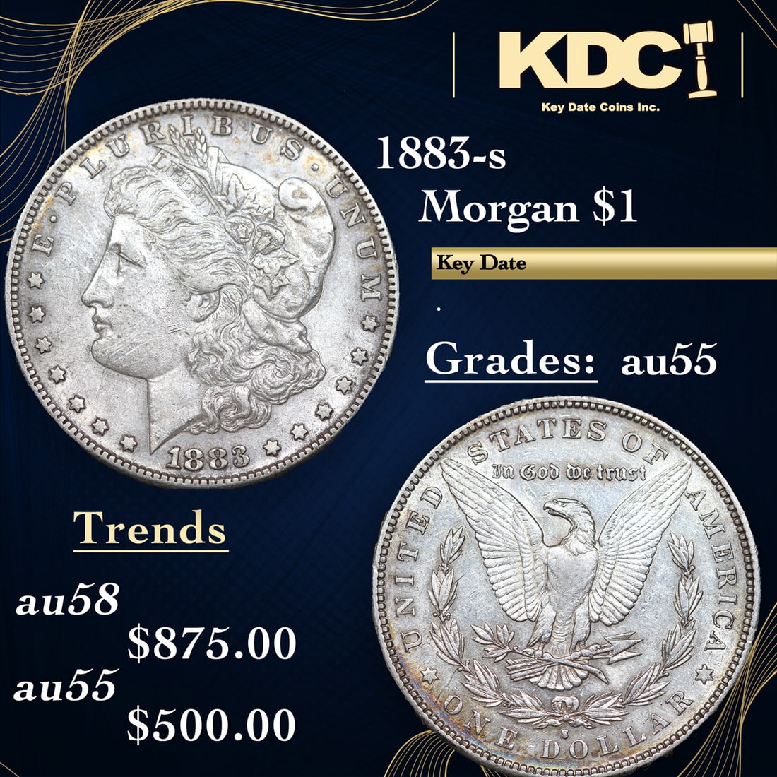 1883-s Morgan Dollar $1 Grades Choice AU (1 of 3)