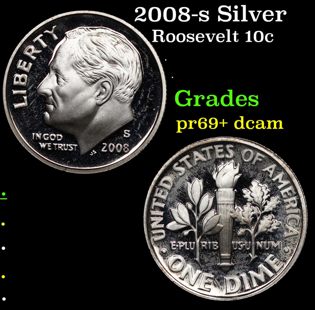 Proof 2008-s Silver Roosevelt Dime 10c Grades GEM++ Proof Deep Cameo (1 of 3)