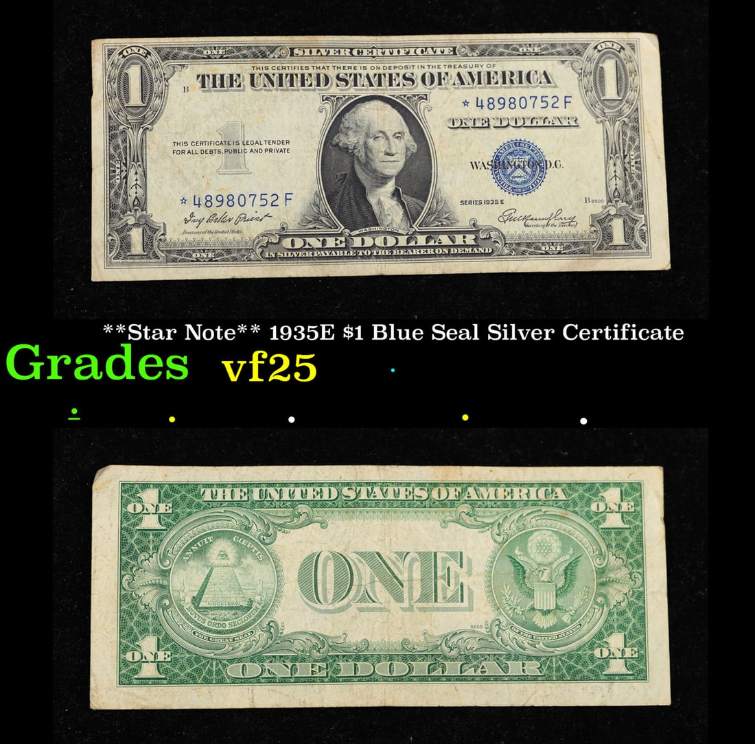 **Star Note** 1935E $1 Blue Seal Silver Certificate Grades vf+ (1 of 3)