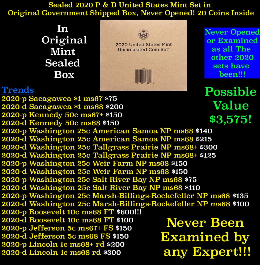 Sealed 2020 United States Mint Set in Original Government Shipped Box, Never Opened! 20 Coins (1 of 2)