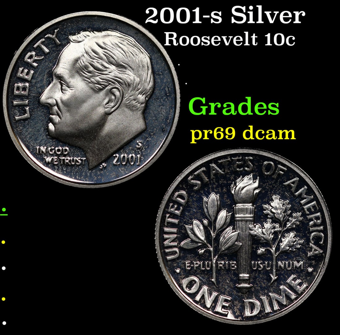 Proof 2001-s Silver Roosevelt Dime 10c Grades GEM++ Proof Deep Cameo (1 of 3)