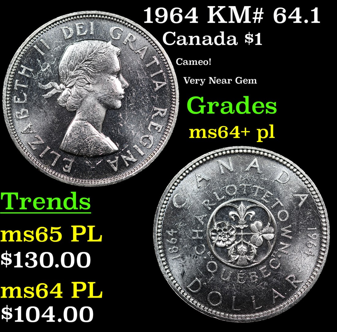 1964 Canada Dollar KM# 64.1 1 Grades Choice Unc+ PL (1 of 3)