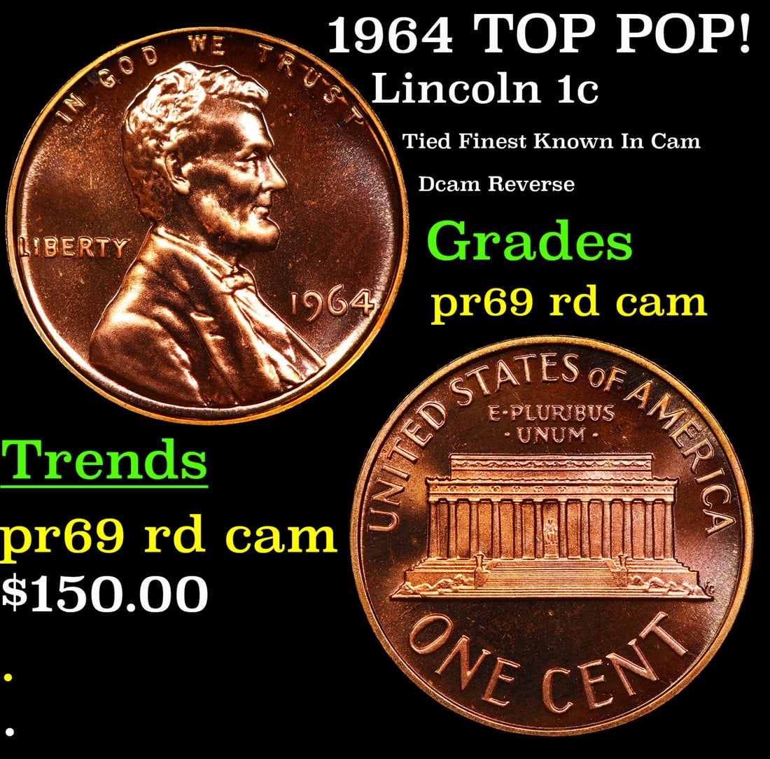 Proof 1964 Lincoln Cent TOP POP! 1c Graded pr69 rd cam BY SEGS (1 of 3)