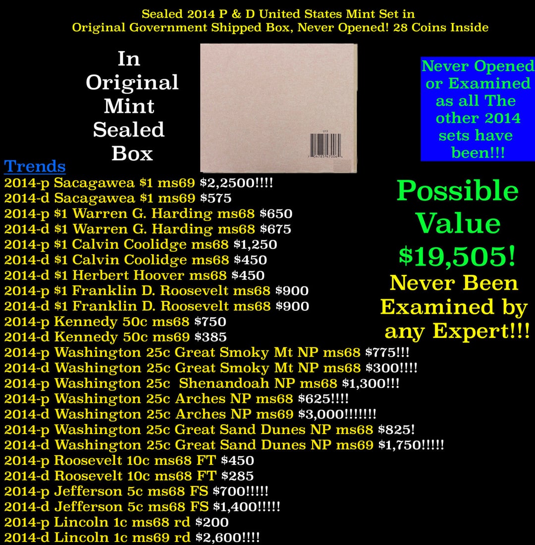 Sealed 2014 United States Mint Set in Original Government Shipped Box, Never Opened! 28 Coins (1 of 1)