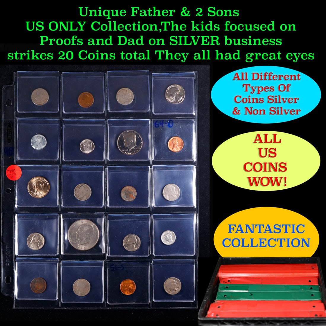 Unique Father & 2 Sons US ONLY Collection,The kids focused on Proofs and Dad on SILVER business: Unique Father & 2 Sons US ONLY Collection,The kids focused on Proofs and Dad on SILVER business strikes 20 Coins total They all had great eyes. We have received a huge collection of over 10 thousand U