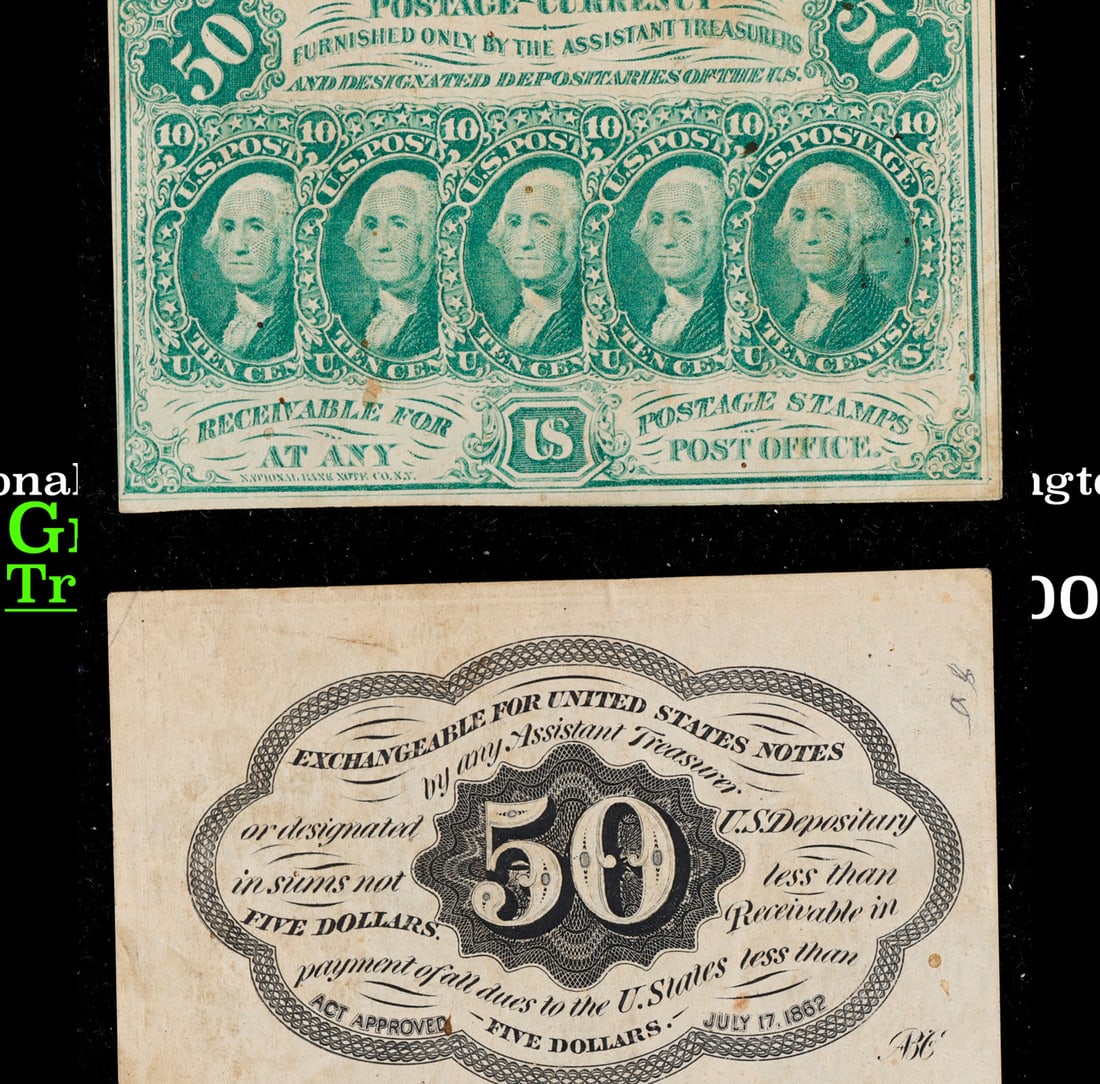 1863 US Fractional Currency 50¢ First Issue Fr-1312 Washington W/ Monogram Grades Select CU (1 of 3)