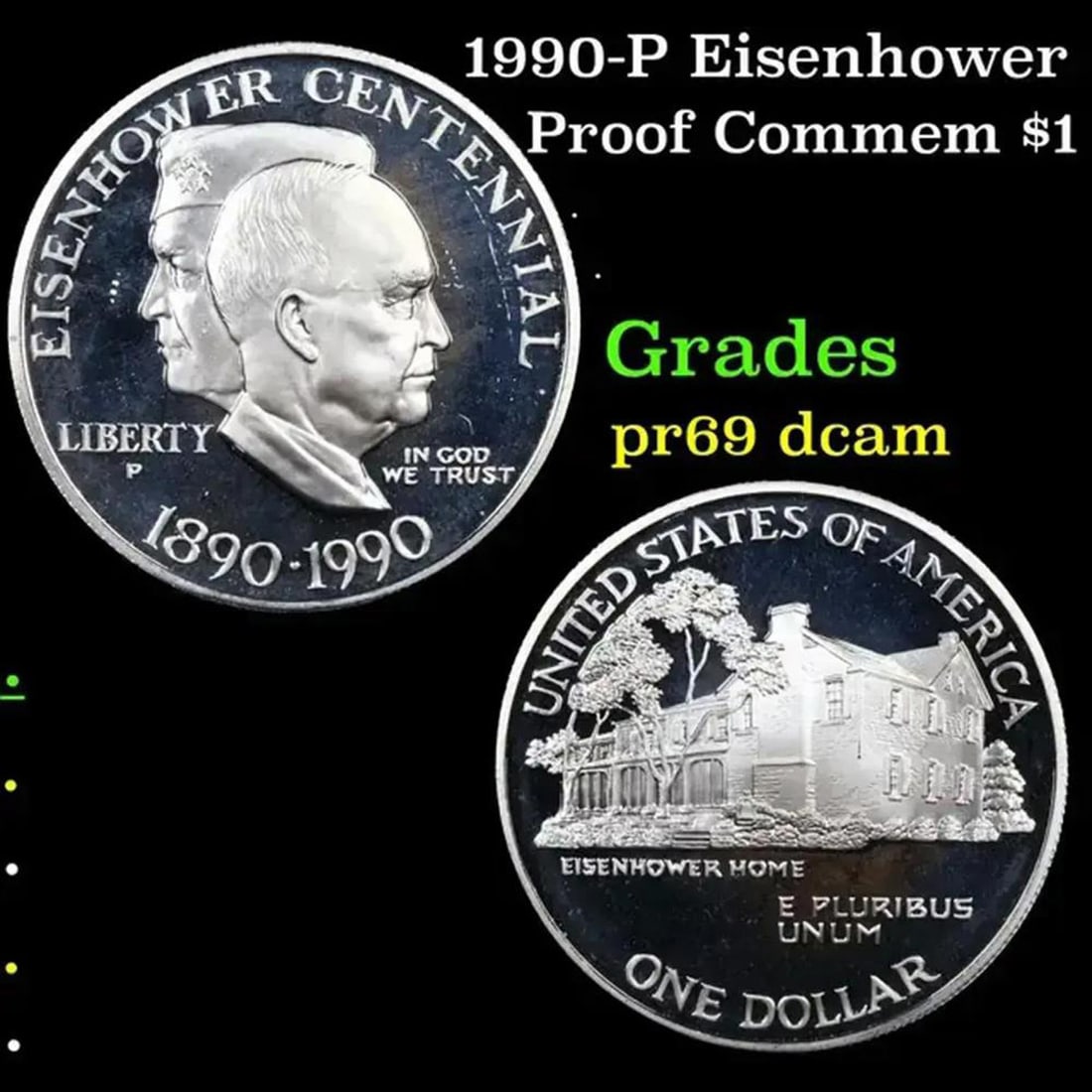 Proof 1990-P Eisenhower Modern Commem Dollar 1 Grades GEM++ Proof Deep Cameo (1 of 1)