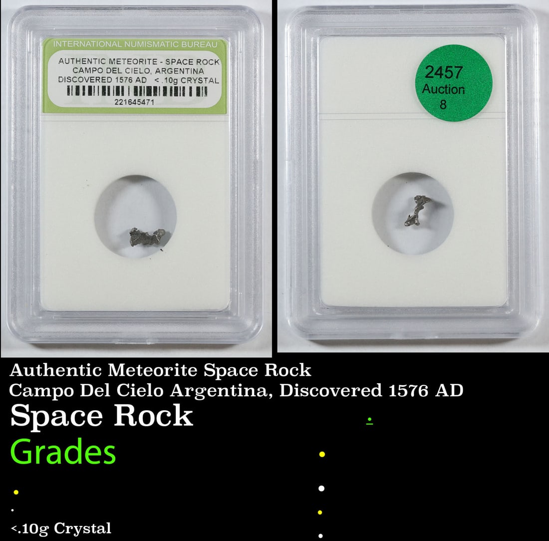 Authentic Meteorite Space Rock Campo Del Cielo Argentina, Discovered 1576 AD Graded BY INB (1 of 3)