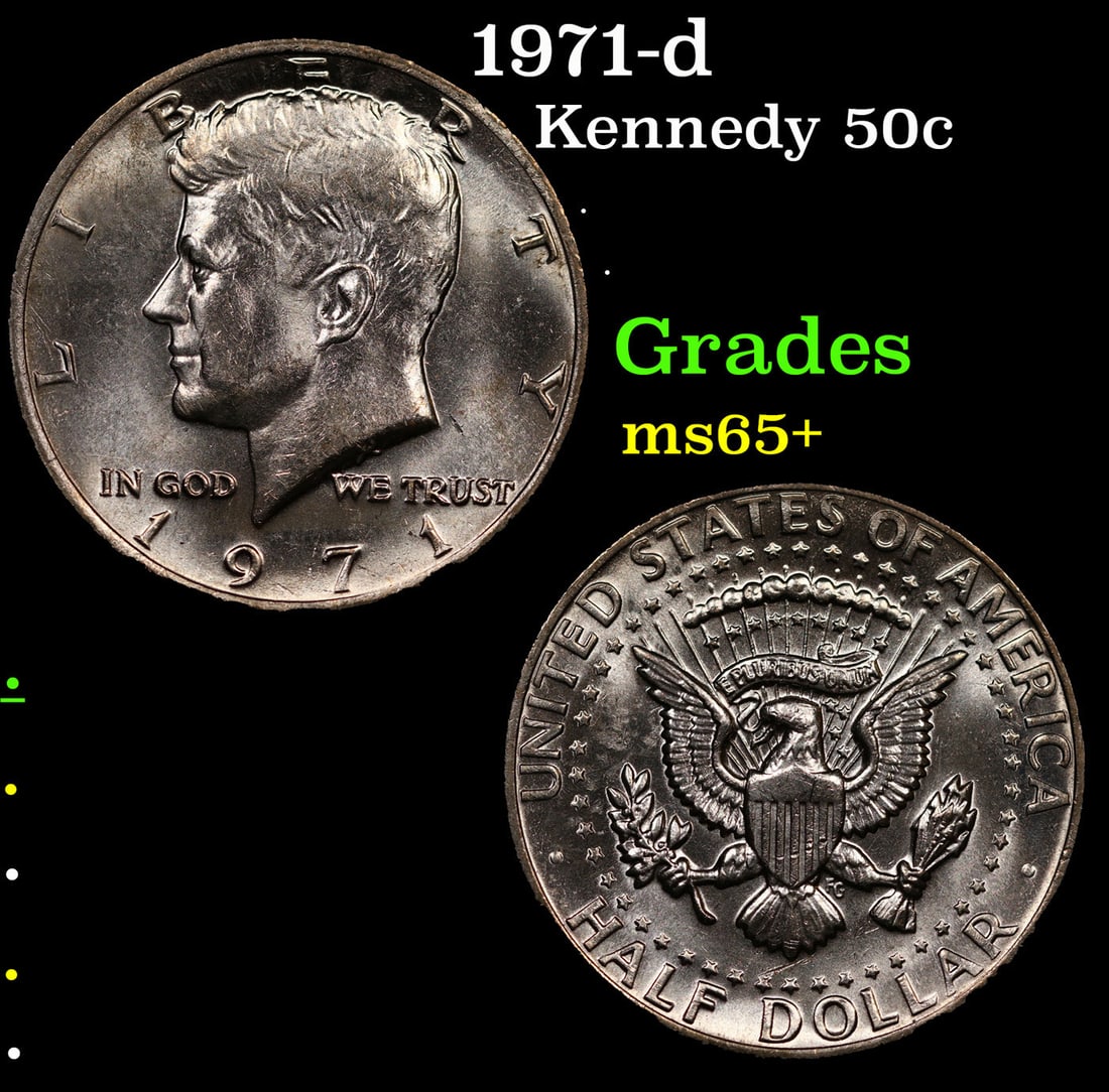 1971-d Kennedy Half Dollar 50c Grades GEM+ Unc (1 of 3)