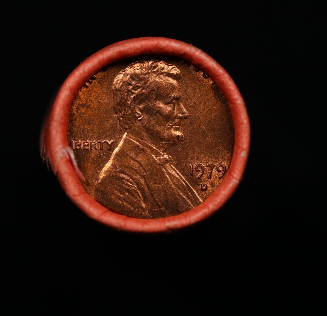 2x BU Shotgun Lincoln 1c rolls, 1979-d & Unknown Date 50 pcs 50c: 2x BU Shotgun Lincoln 1c rolls, 1979-d & Unknown Date 50 pcs 50c. Two terrific Shotgun rolls of Lincoln cents. Most if not all coins should be cherry red.