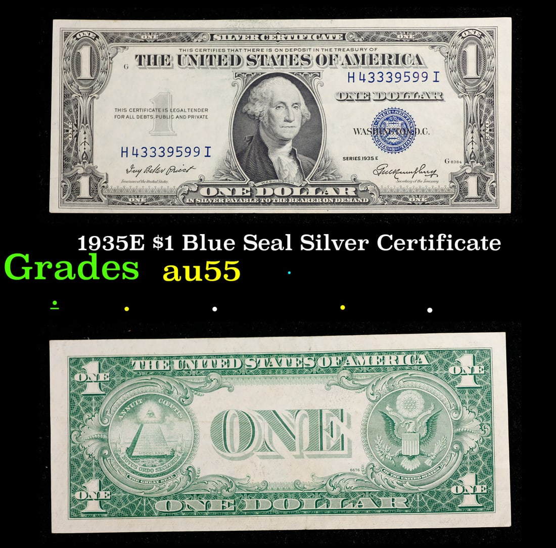 1935E $1 Blue Seal Silver Certificate Grades Choice AU (1 of 3)