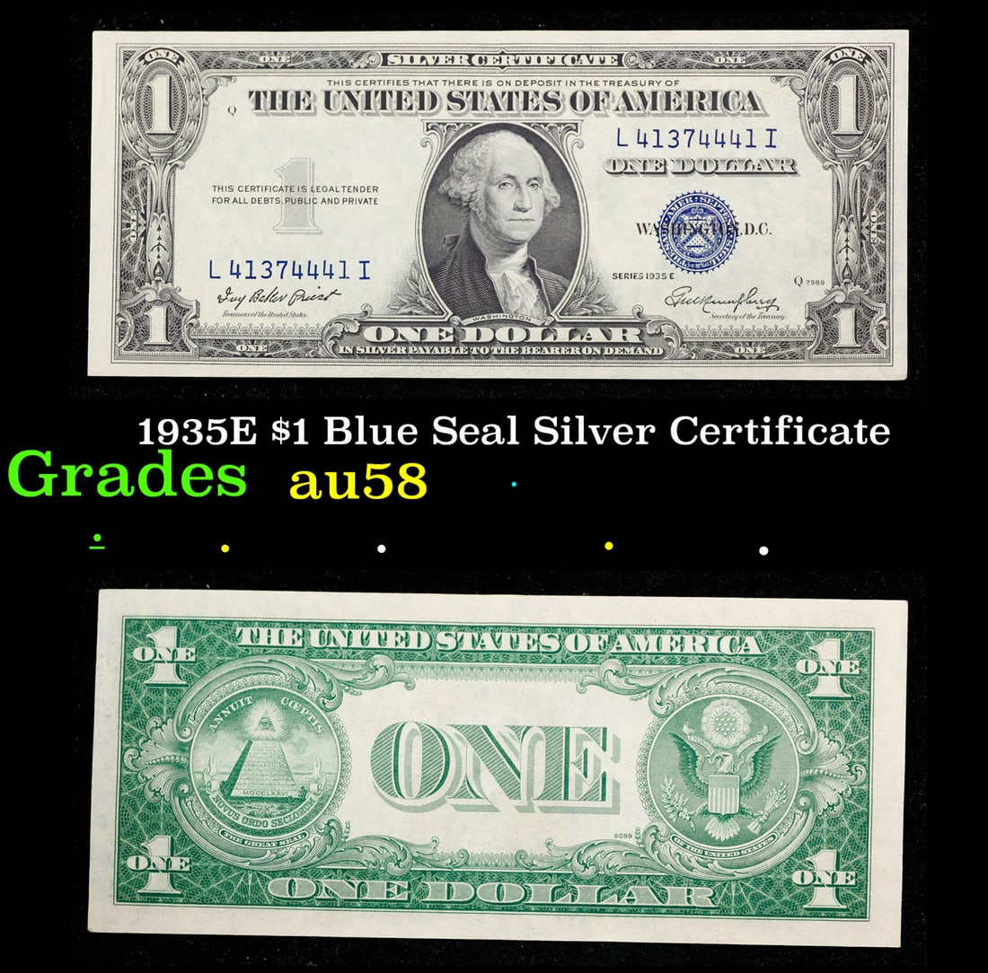 1935E $1 Blue Seal Silver Certificate Grades Choice AU/BU Slider (1 of 3)