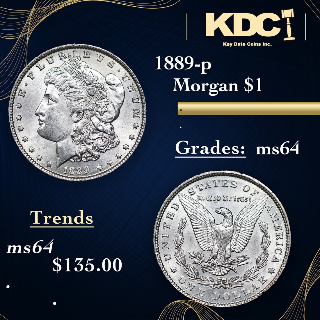 1889-p Morgan Dollar $1 Grades Choice Unc (1 of 3)