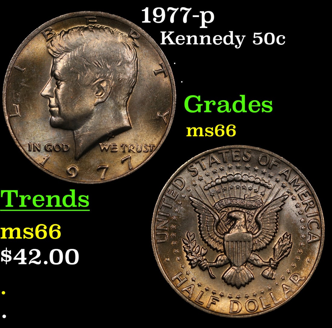 1977-p Kennedy Half Dollar 50c Grades GEM+ Unc (1 of 3)