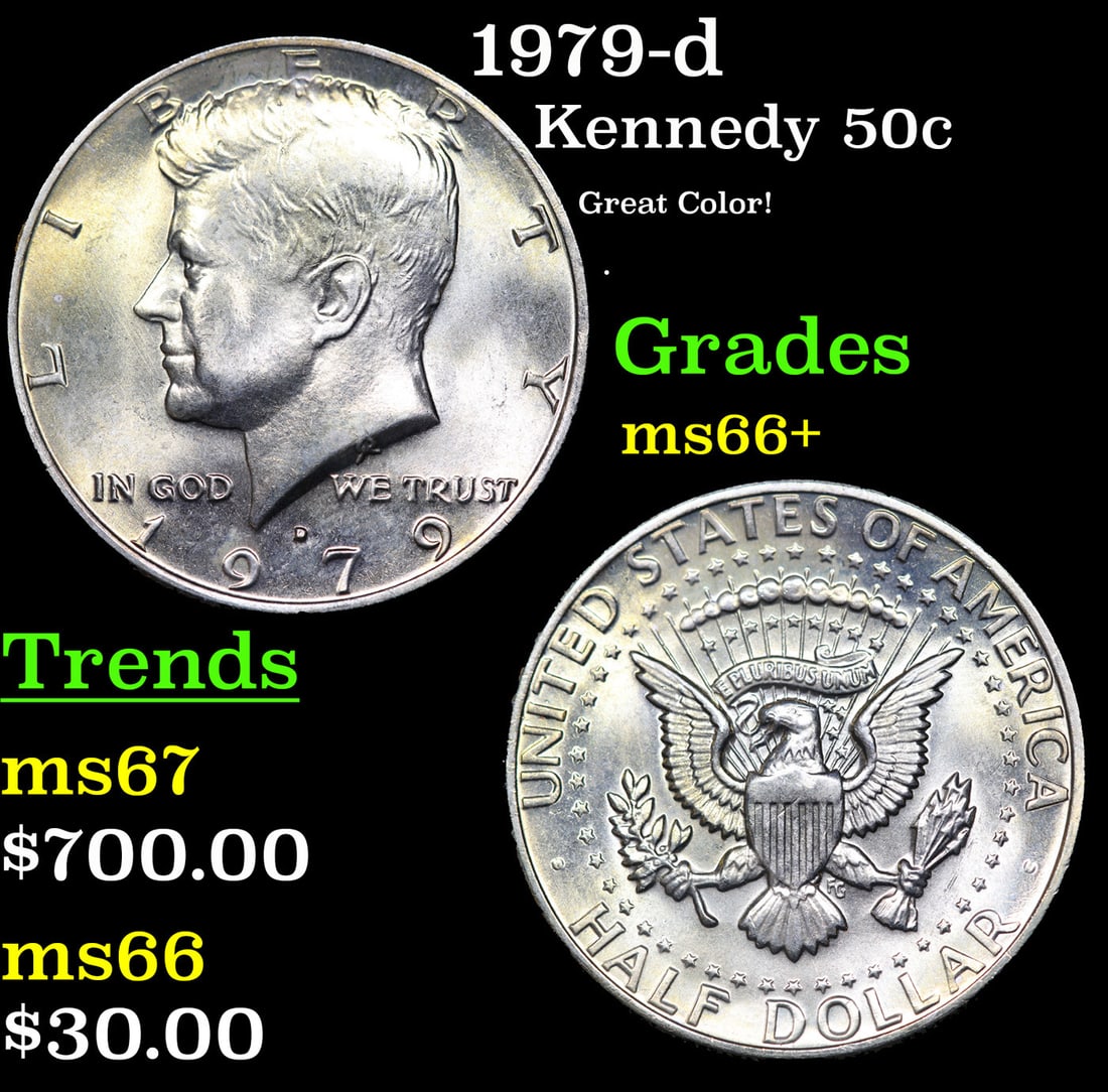 1979-d Kennedy Half Dollar 50c Grades GEM++ Unc (1 of 3)