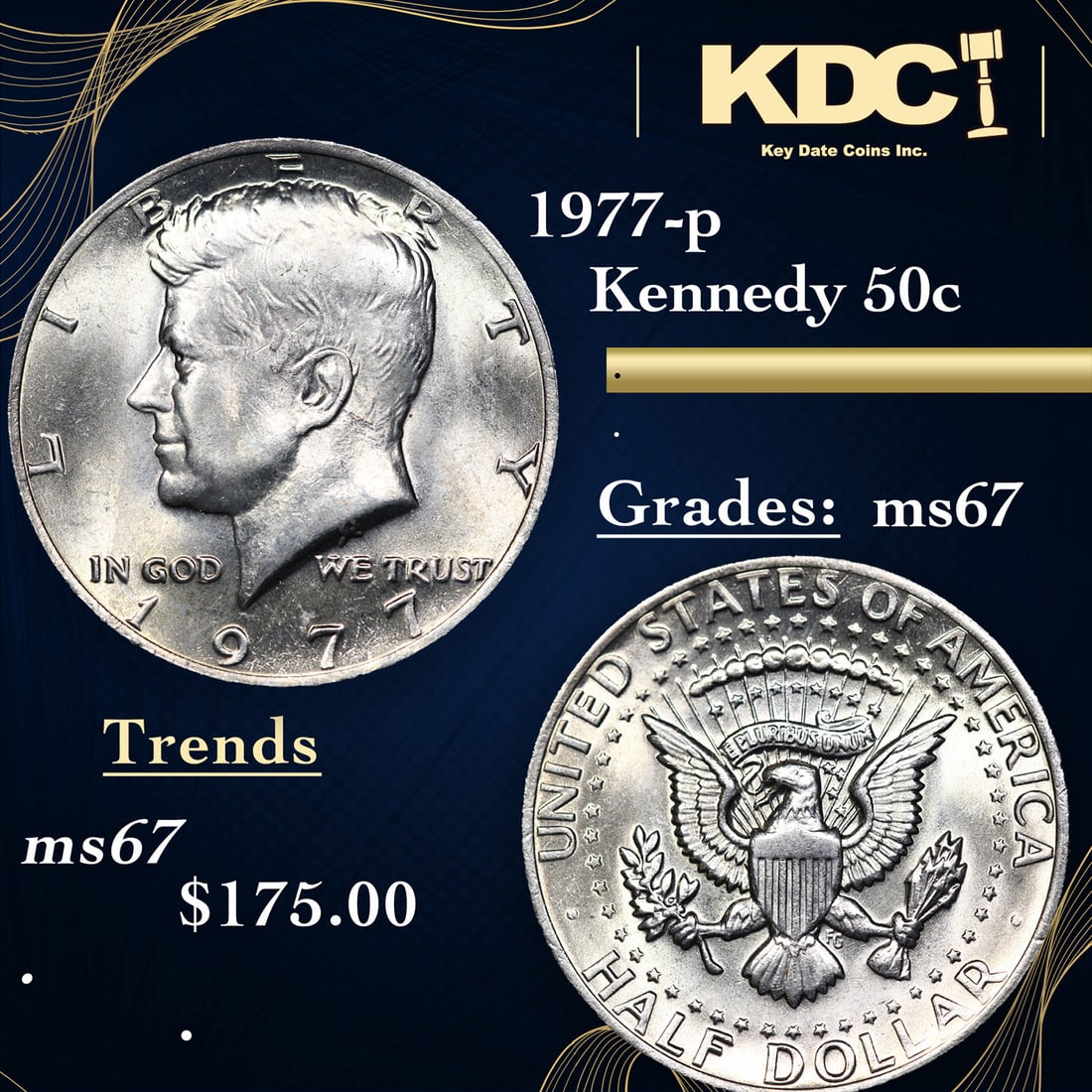 1977-p Kennedy Half Dollar 50c Grades GEM++ Unc (1 of 3)