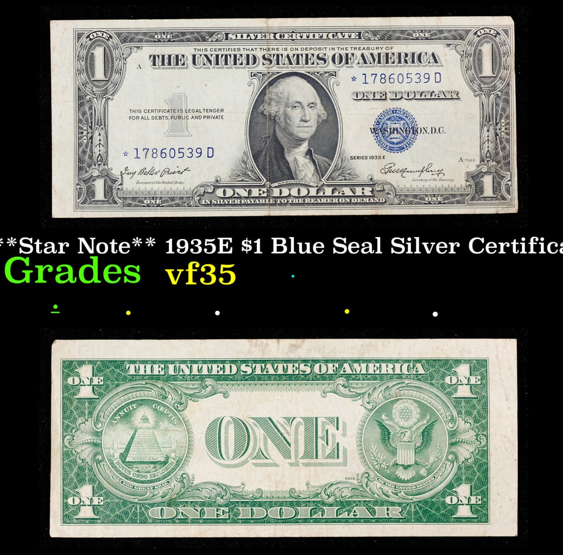 **Star Note** 1935E $1 Blue Seal Silver Certificate Grades vf++ (1 of 3)