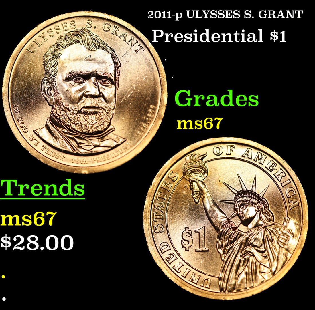 2011-p ULYSSES S. GRANT Presidential Dollar 1 Grades GEM++ Unc: 2011-p ULYSSES S. GRANT Presidential Dollar 1 Grades GEM++ Unc.