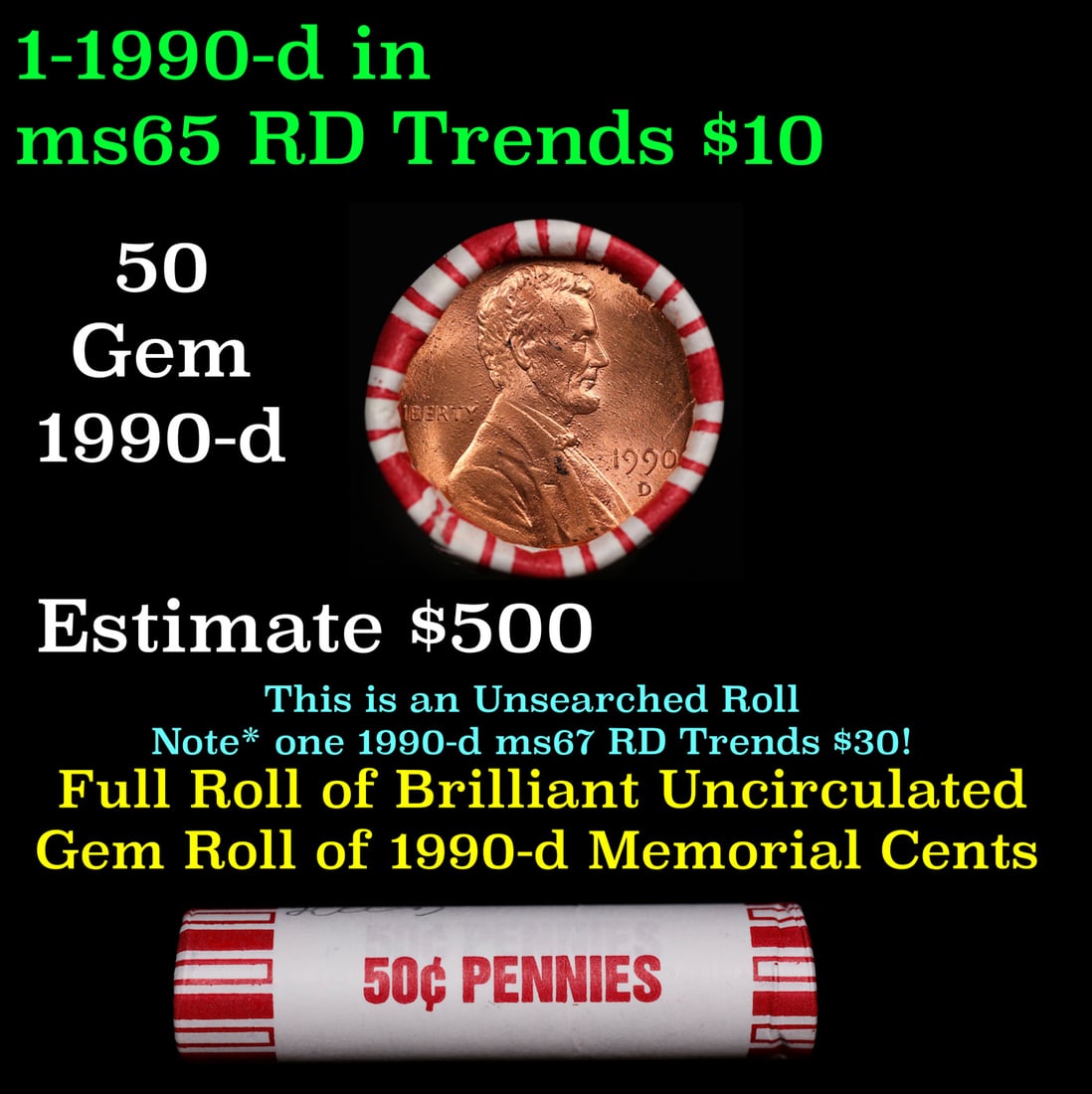 THIS AUCTION ONLY! BU Shotgun Lincoln 1c roll, 1999-d 50 pcs Plus one bonus random date BU roll!: THIS AUCTION ONLY! BU Shotgun Lincoln 1c roll, 1999-d 50 pcs Plus one bonus random date BU roll! Bank Wrapper 50c. A terrific Shotgun roll of Lincoln cents in a Bank wrapper. Most if not all coins sho