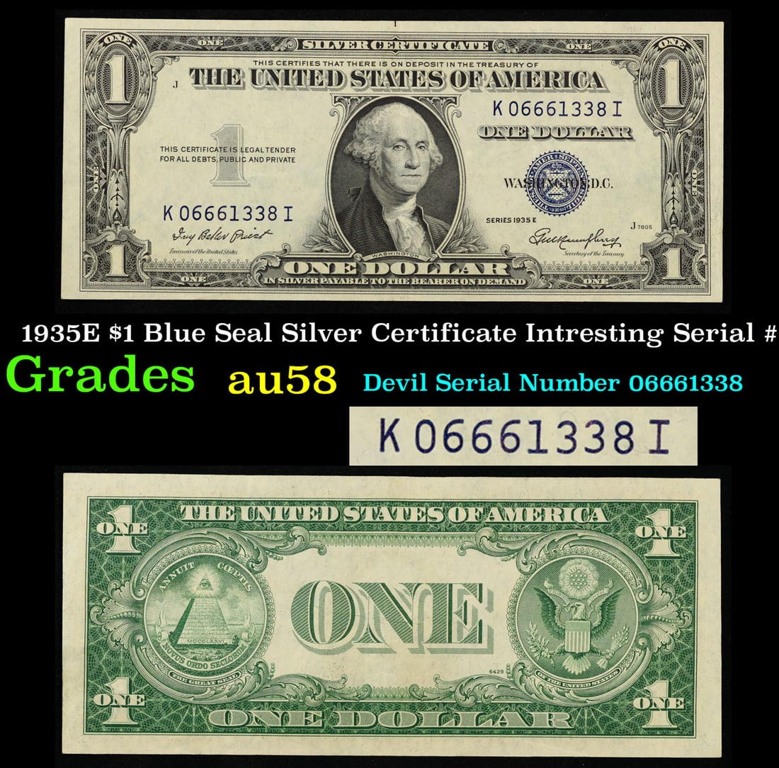 1935E $1 Blue Seal Silver Certificate Intresting Serial # Grades Choice AU/BU Slider (1 of 4)