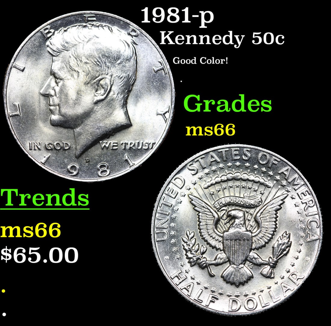 1981-p Kennedy Half Dollar 50c Grades GEM+ Unc (1 of 3)