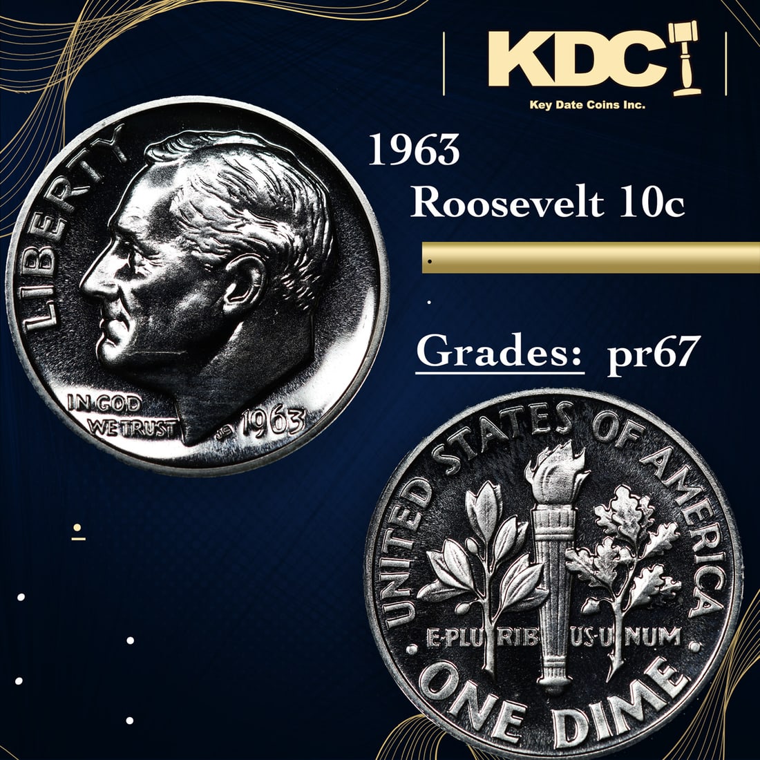 Proof 1963 Roosevelt Dime 10c Grades GEM++ Proof (1 of 3)
