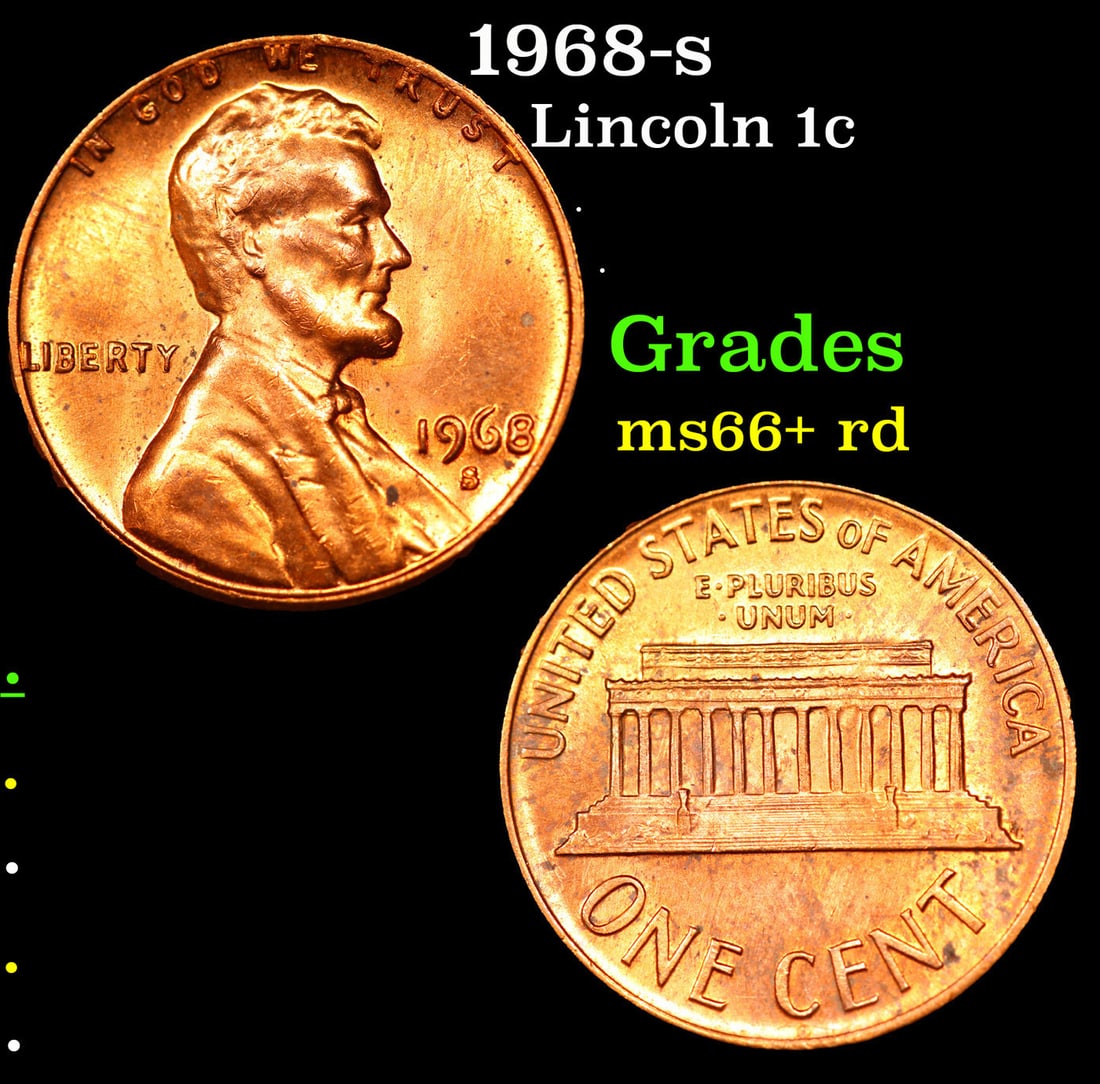 1968-s Lincoln Cent 1c Grades GEM++ RD (1 of 3)