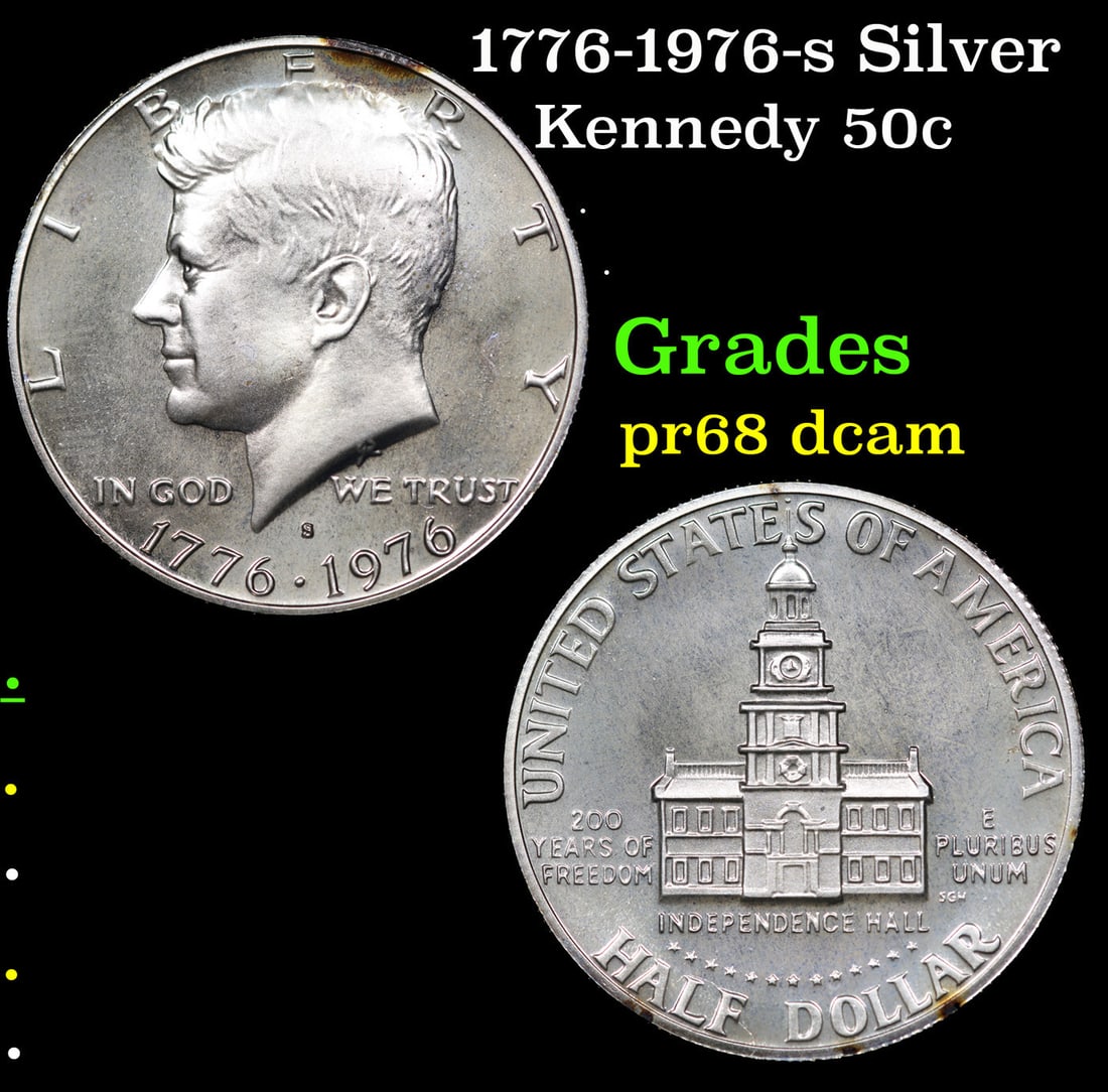 Proof 1776-1976-s Silver Kennedy Half Dollar 50c Grades GEM++ Proof Deep Cameo (1 of 3)