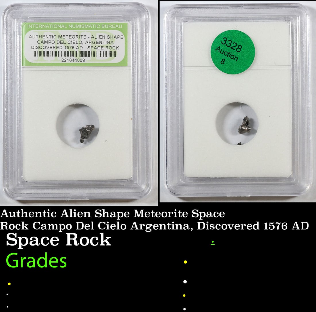 Authentic Alien Shape Meteorite Space Rock Campo Del Cielo Argentina, Discovered 1576 AD Graded BY: Authentic Alien Shape Meteorite Space Rock Campo Del Cielo Argentina, Discovered 1576 AD Graded BY INB.