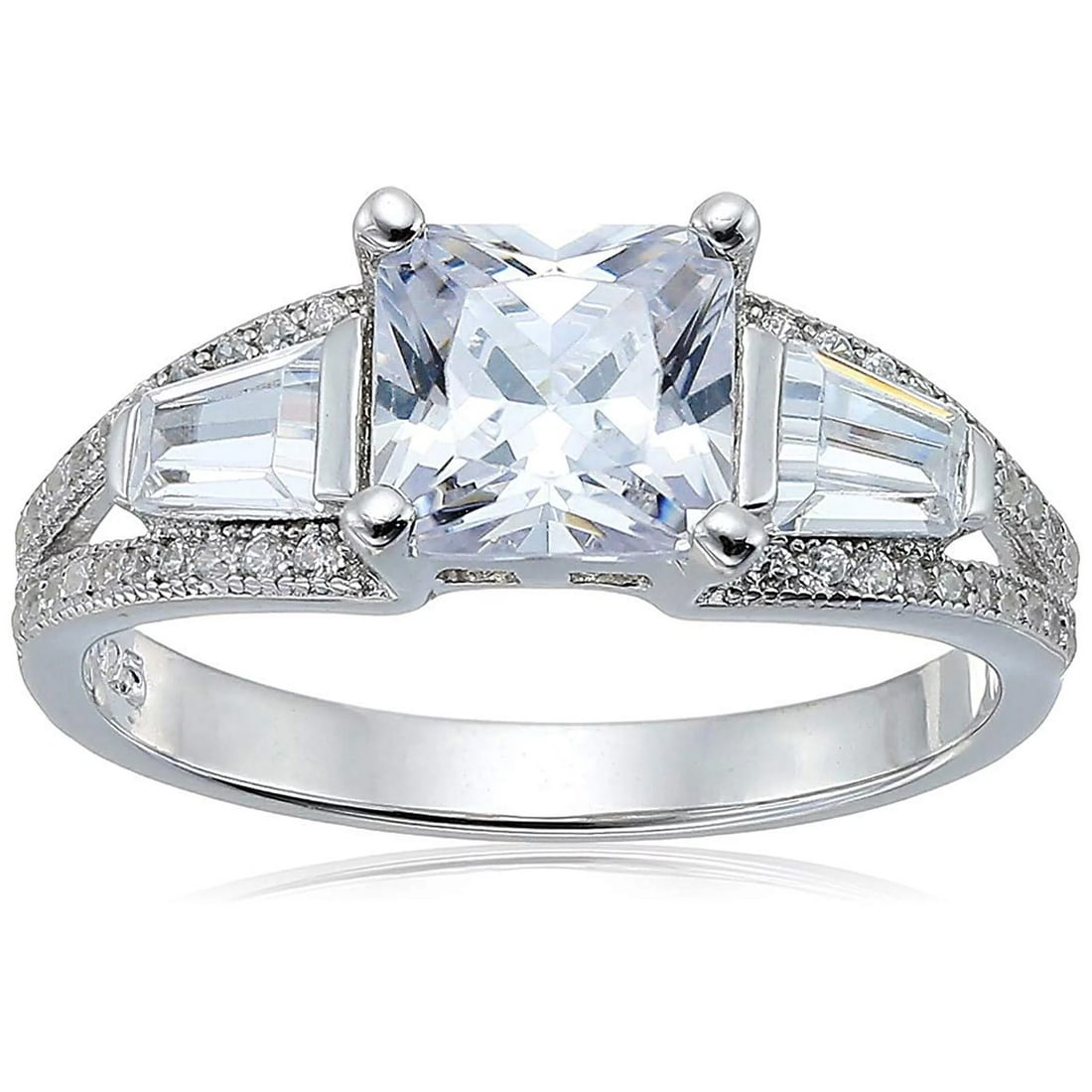 Decadence Sterling Silver Princess Cut 3 Stone Ring Size 9 (1 of 3)