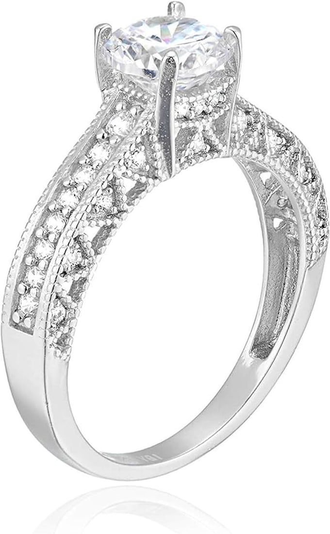 DECADENCE Sterling Silver 6.5mm Round Cut Cubic Zirconia Engagement Ring Size 7: DECADENCE Sterling Silver 6.5mm Round Cut Cubic Zirconia Engagement Ring Size 7. STERLING SILVER: This product is made of solid Sterling Silver and each piece is carefully trademarked with the metal p