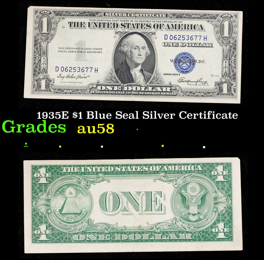 1935E $1 Blue Seal Silver Certificate Grades Choice AU/BU Slider (1 of 3)
