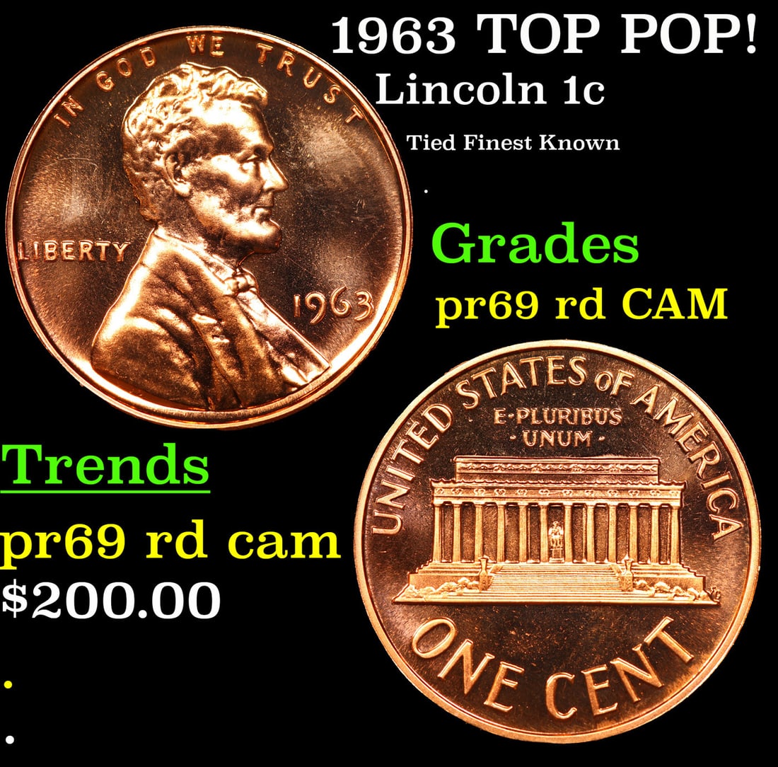 Proof 1963 Lincoln Cent TOP POP! 1c Graded pr69 rd CAM BY SEGS (1 of 3)