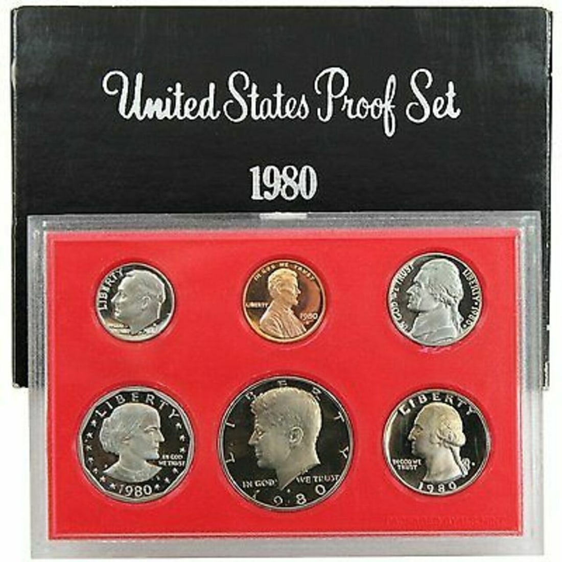 1980 United Stated Mint Proof Set 6 coins No Outer Box (1 of 1)