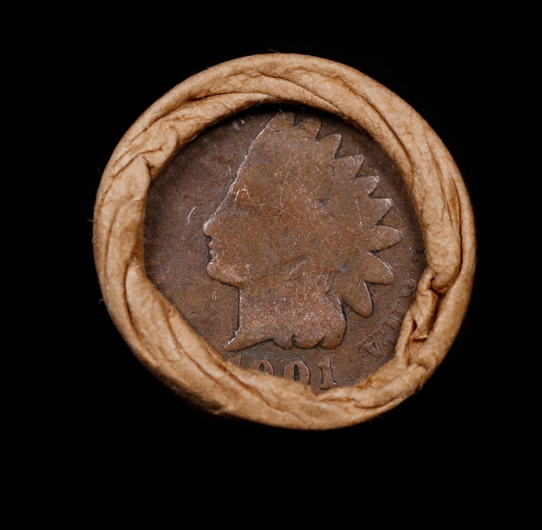 Small Cent Mixed Roll Orig Brandt McDonalds Wrapper, Wheat end, 1901 Indian other end, 50c: Small Cent Mixed Roll Orig Brandt McDonalds Wrapper, Wheat end, 1901 Indian other end, 50c. Small Cent mixed original Shotgun Roll. Actual roll pictured is the roll you will get. A great original bank