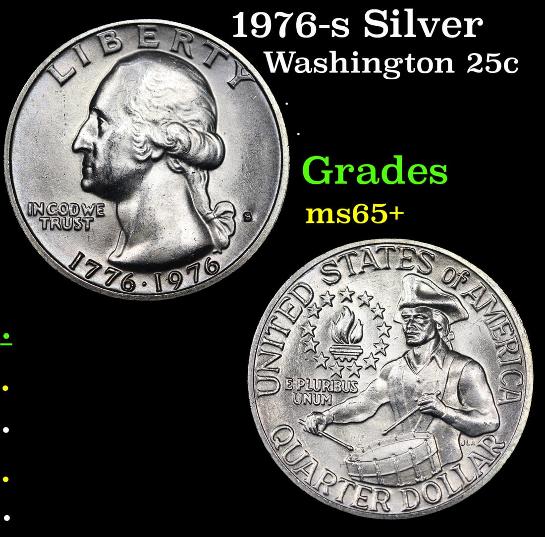 1976-s Silver Washington Quarter 25c Grades GEM+ Unc (1 of 3)