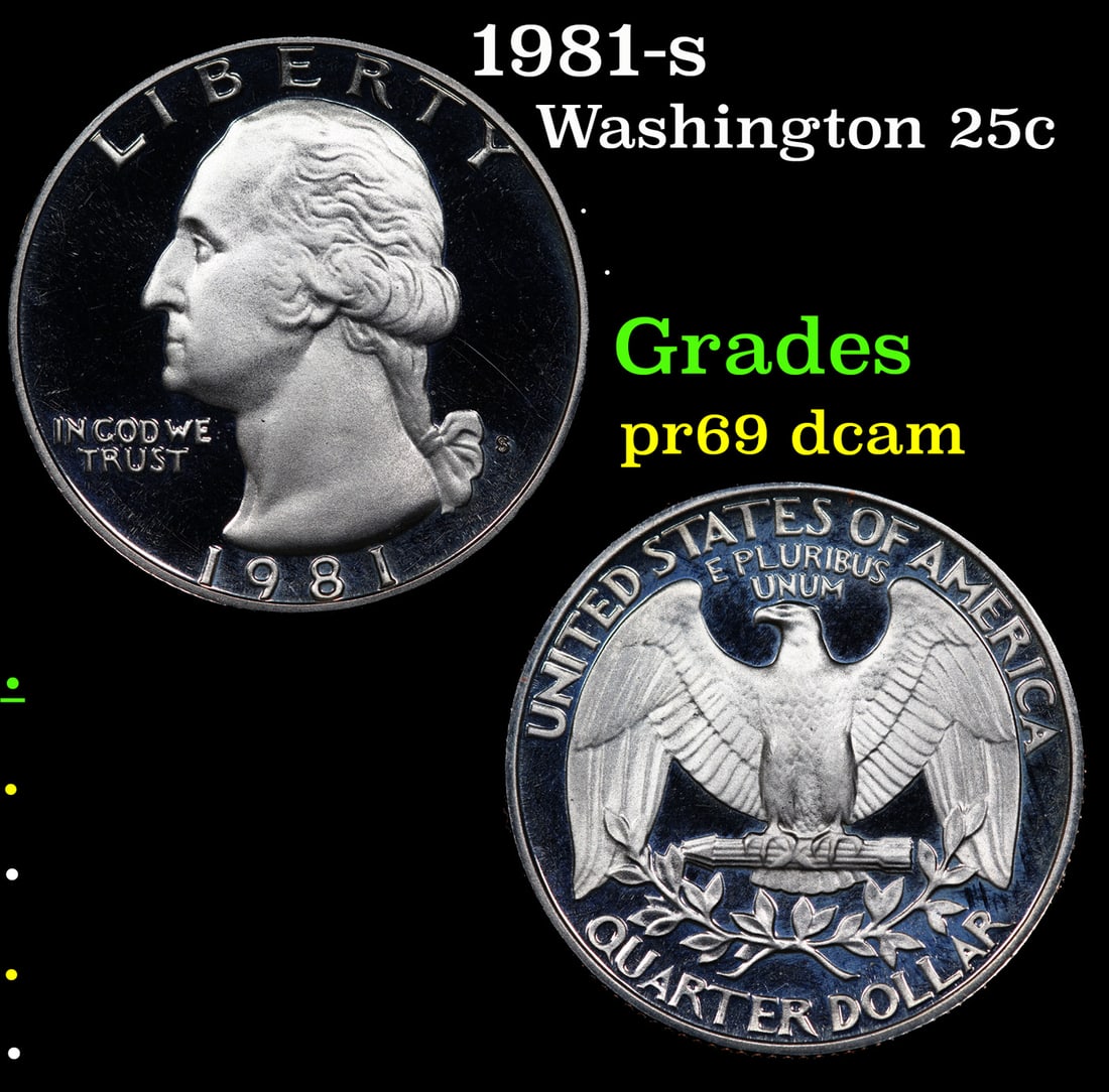 Proof 1981-s Washington Quarter 25c Grades GEM++ Proof Deep Cameo: 1981-s Washington Quarter 25c Grades GEM++ Proof Deep Cameo.
