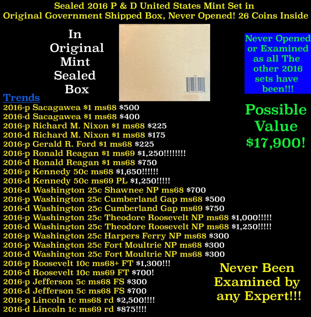 Sealed 2016 United States Mint Set in Original Government Shipped Box, Never Opened! 26 Coins (1 of 2)