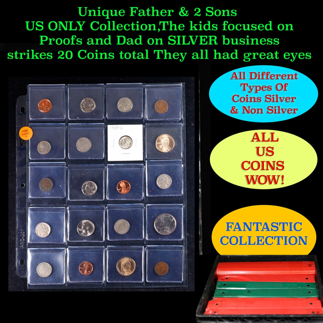 Unique Father & 2 Sons US ONLY Collection,The kids focused on Proofs and Dad on SILVER business: Unique Father & 2 Sons US ONLY Collection,The kids focused on Proofs and Dad on SILVER business strikes 20 Coins total They all had great eyes. We have received a huge collection of over 10 thousand U