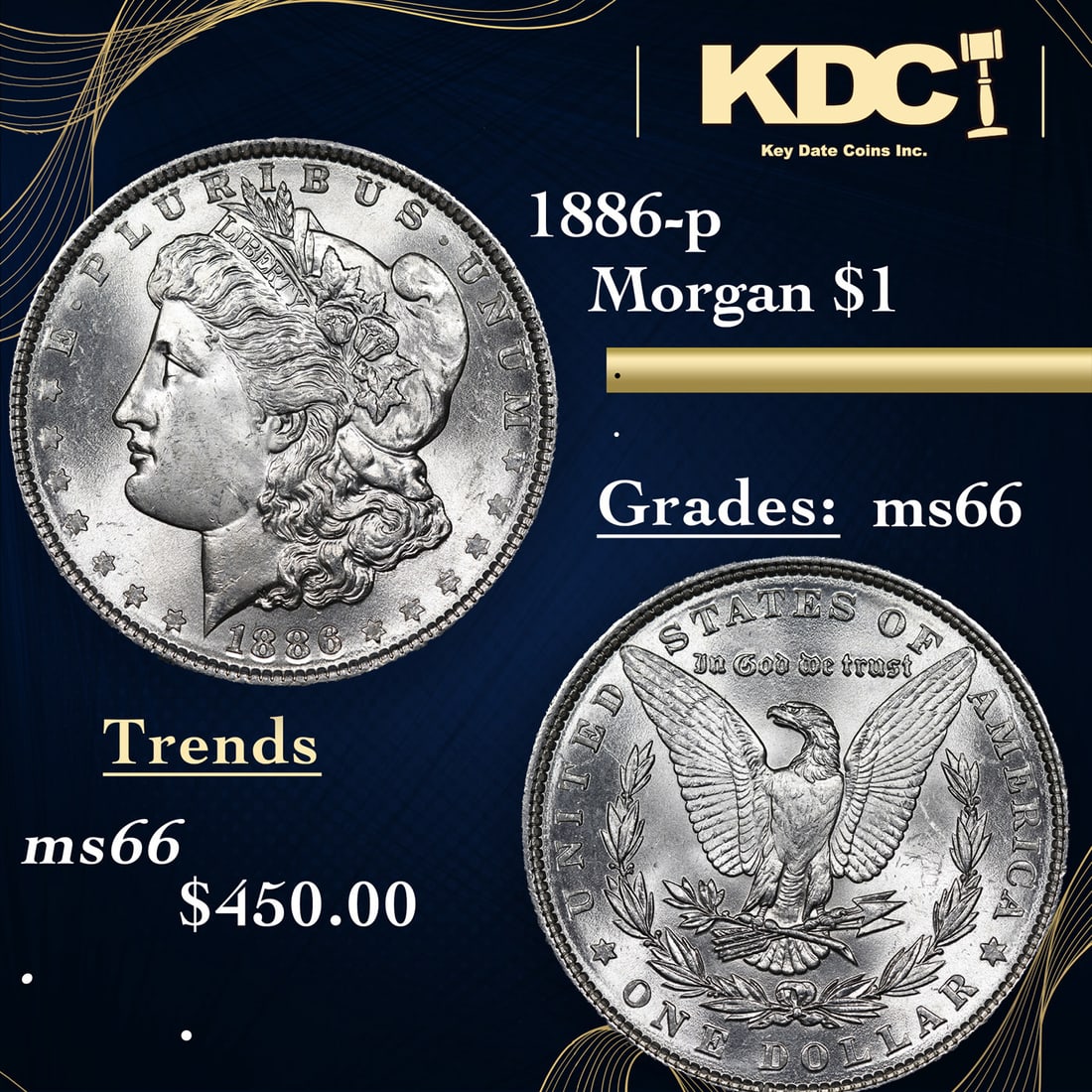 1886-p Morgan Dollar 1 Grades GEM+ Unc (1 of 3)
