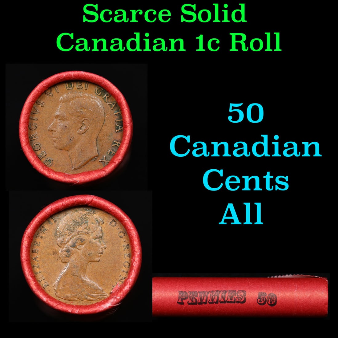 Shotgun Canadian Penny Roll, 50 pcs in Vintage Penny Wrapper: Shotgun Canadian Penny Roll, 50 pcs in Vintage Penny Wrapper.
