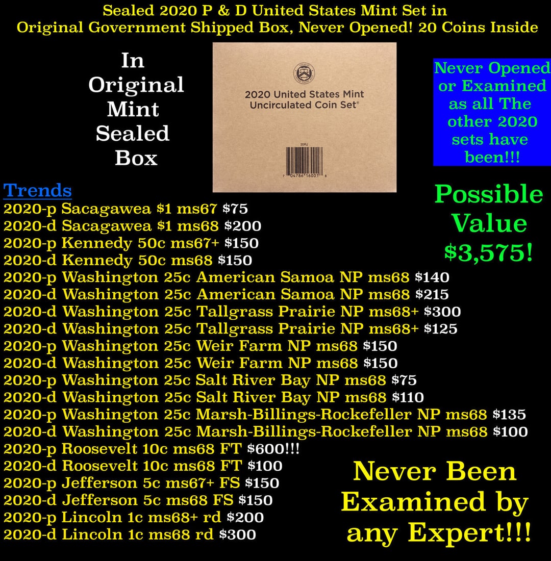Sealed 2020 United States Mint Set in Original Government Shipped Box, Never Opened! 20 Coins (1 of 2)